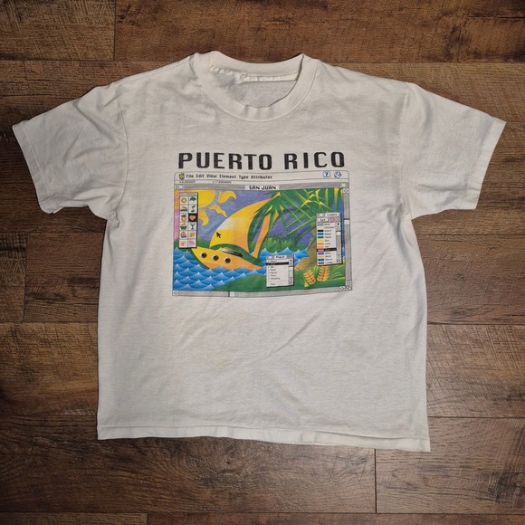 Other - Vintage Puerto Rico Shirt San Juan Computer Graphic Mens XL White Cotton